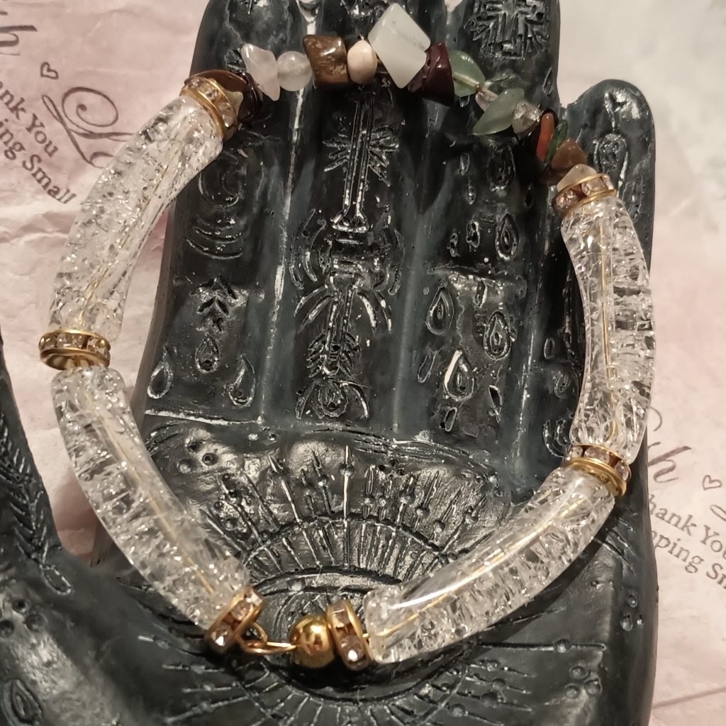 Gemstone And Acrylic Bracelet